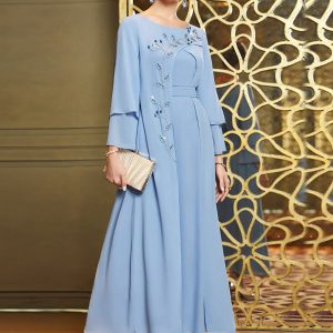 Caftan Couture Robe en mousseline avec strass