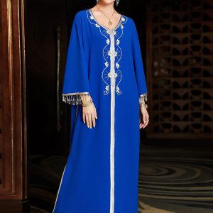 Caftan Robe à col V avec franges