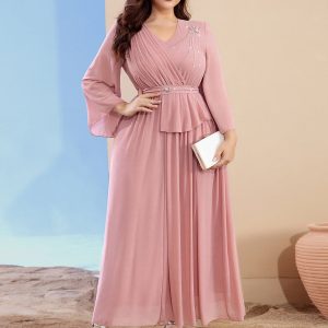 Caftan Mode Robe à strass cousue à la main