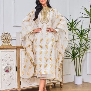 Robe à ruban d&rsquo;or brodé