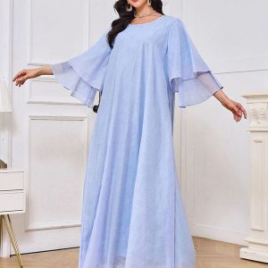 Robe à manches courtes à double épaisseur et à strass