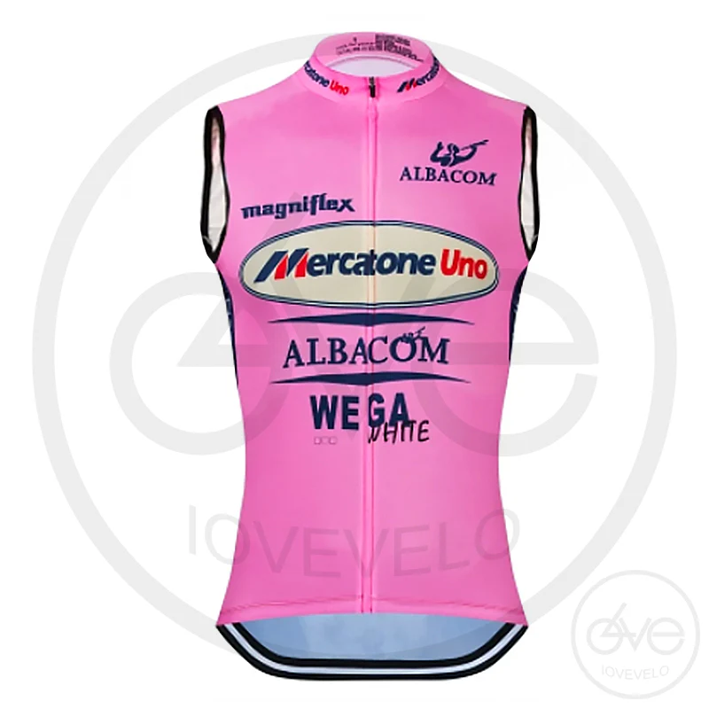 Coupe-Vent Cyclisme Sans Manches ETÉ MERCATONE UNO ALBACOM WEGA Rose – Image 2