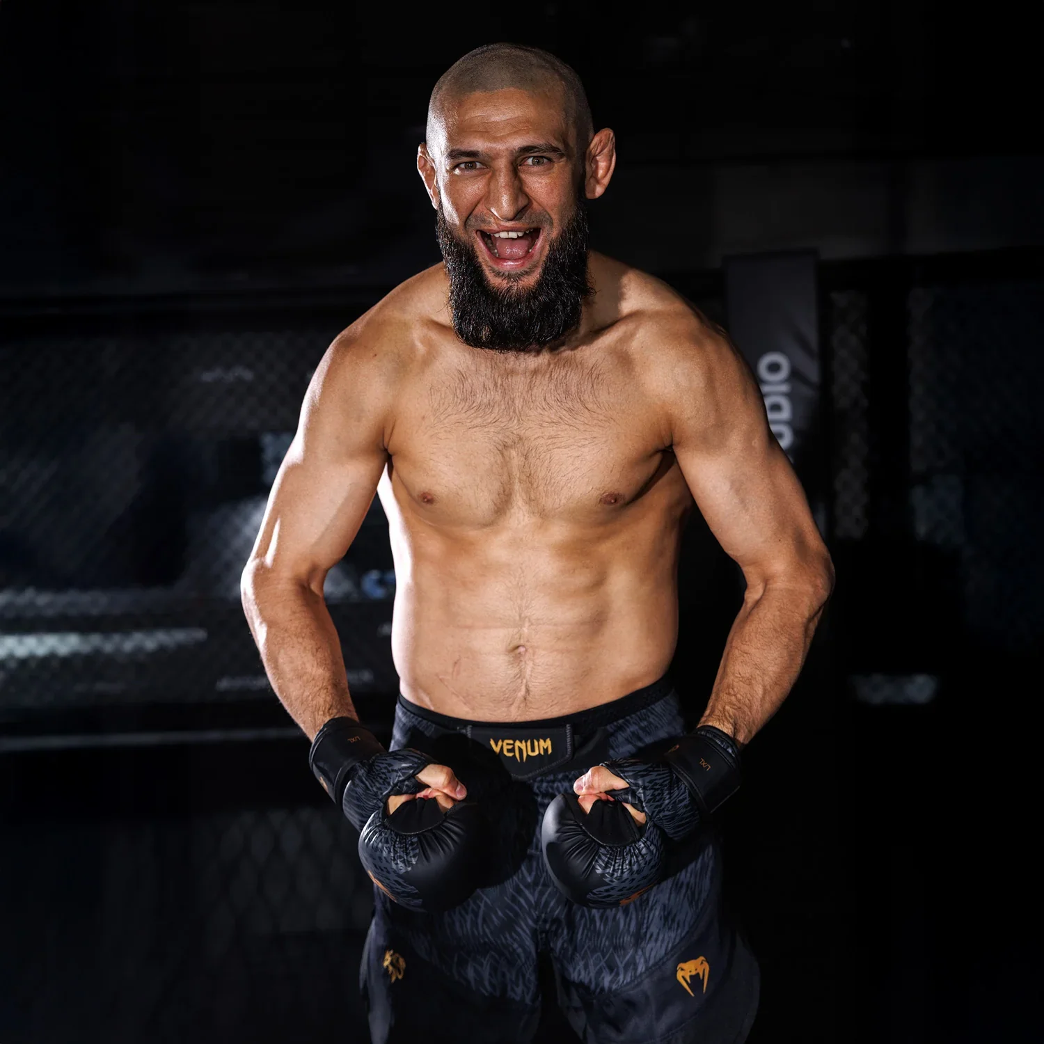 Fightshorts Wild Borz – Venum x Chimaev Noir/Gris – Image 3