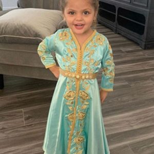 Caftan Enfant en Satin Bleu