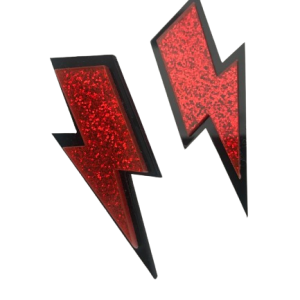 Boucles d&rsquo;oreilles éclairs rouges paillettes