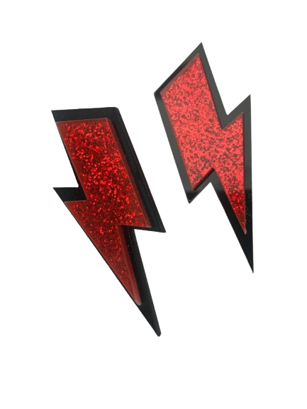 Boucles d’oreilles éclairs rouges paillettes