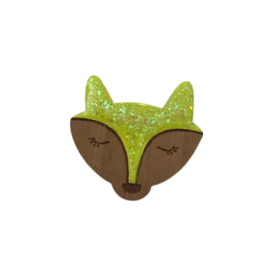 Broche renard jaune en bois