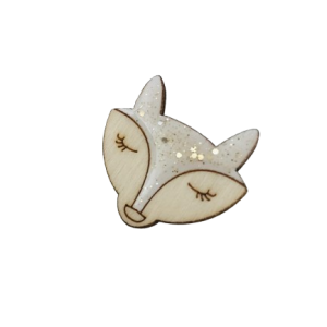 Broche renard blanc en bois