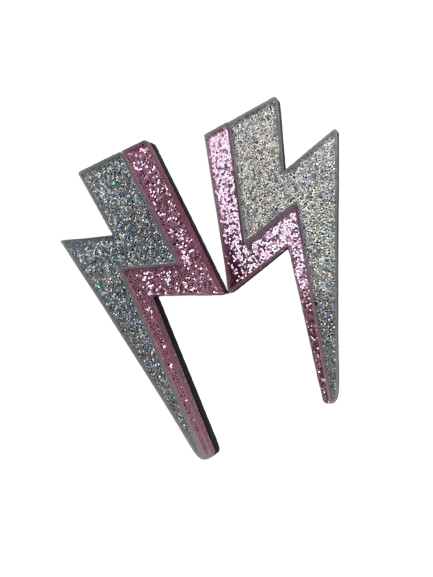 Boucles d’oreilles éclair rose argenté – Image 3