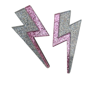 Boucles d&rsquo;oreilles éclair rose argenté