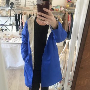 Parka réversible imperméable bleu roi et doré