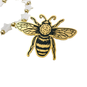 Broche abeille noire et dorée