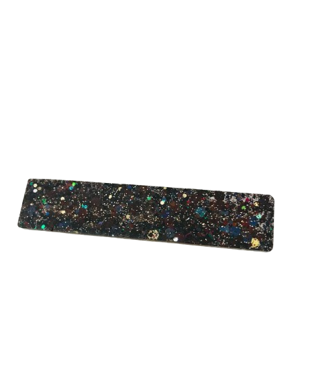 Barrette en résine pailletée noire – Image 2