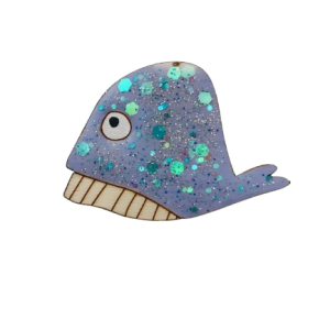 Broche baleine bleue pailletée