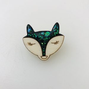Broche renard bois résine