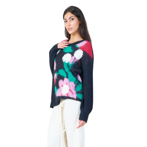 Pull en tricot abstract floral – Image 3