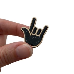 Broche I Love You noire