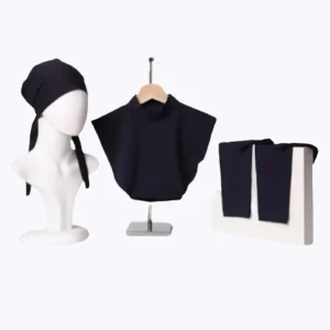 Set Bonnet / Manchette / Faux Col – Noir, Blanc ou Gris