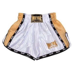 Short de Boxe Thaï/Kick Metal Boxe Extrem - Blanc/Or