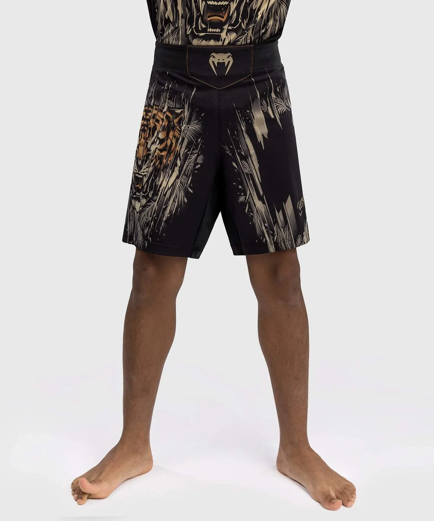 Short de Combat Venum Tiger Enfants - Noir/Orange Néon