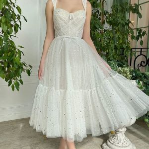 Robe de Soirée de Mariage Courte en Tulle Blanc