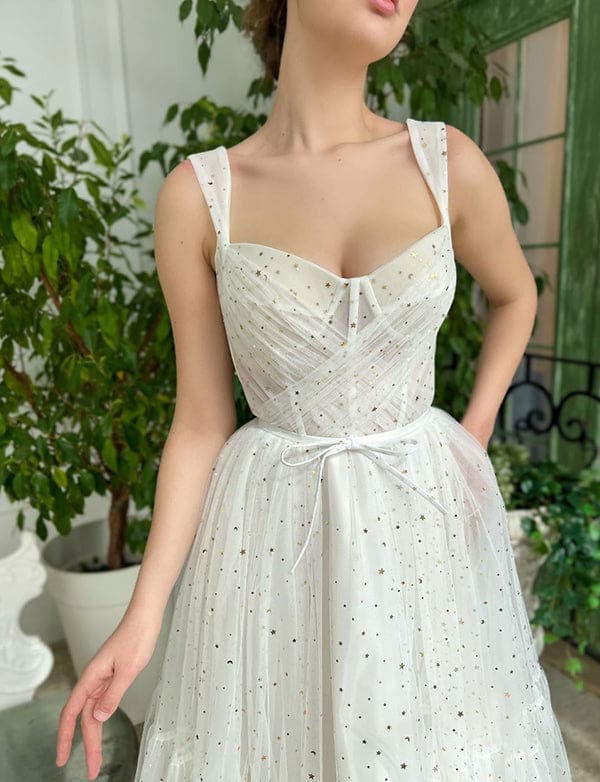 Robe de Soirée de Mariage Courte en Tulle Blanc – Image 4