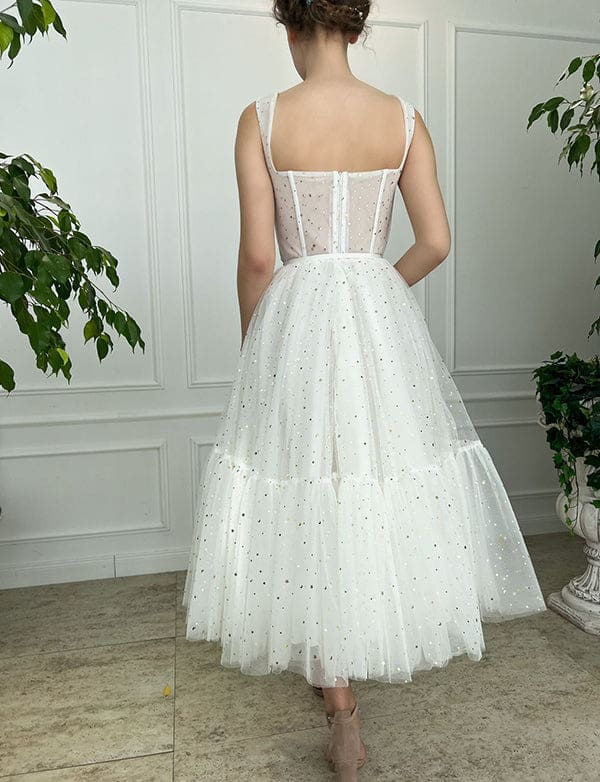 Robe de Soirée de Mariage Courte en Tulle Blanc – Image 5