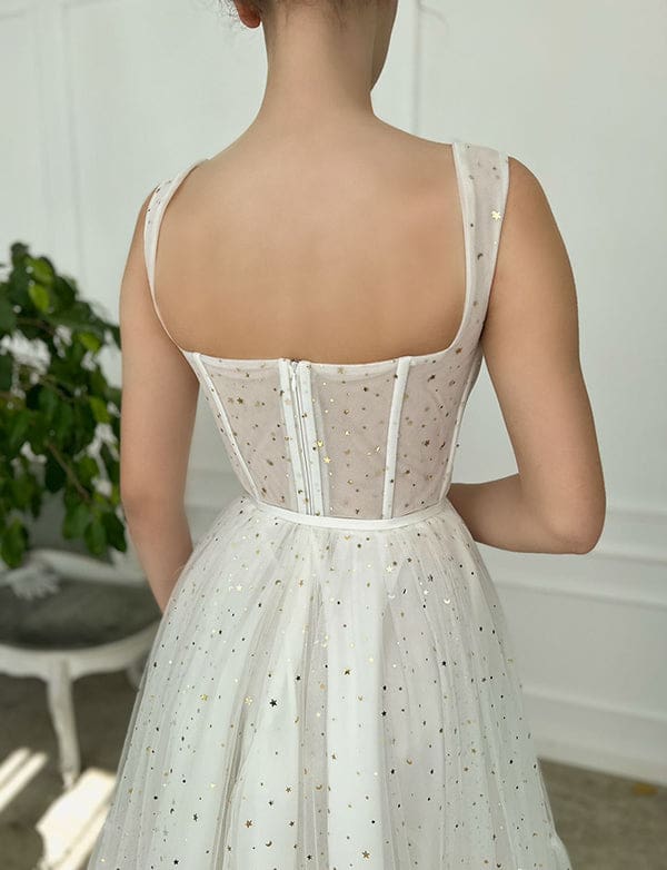 Robe de Soirée de Mariage Courte en Tulle Blanc – Image 6