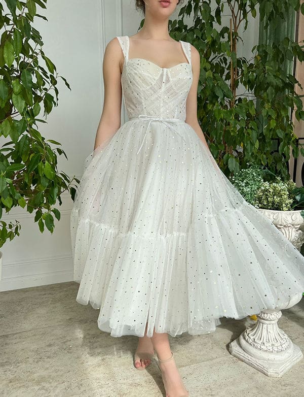 Robe de Soirée de Mariage Courte en Tulle Blanc – Image 8