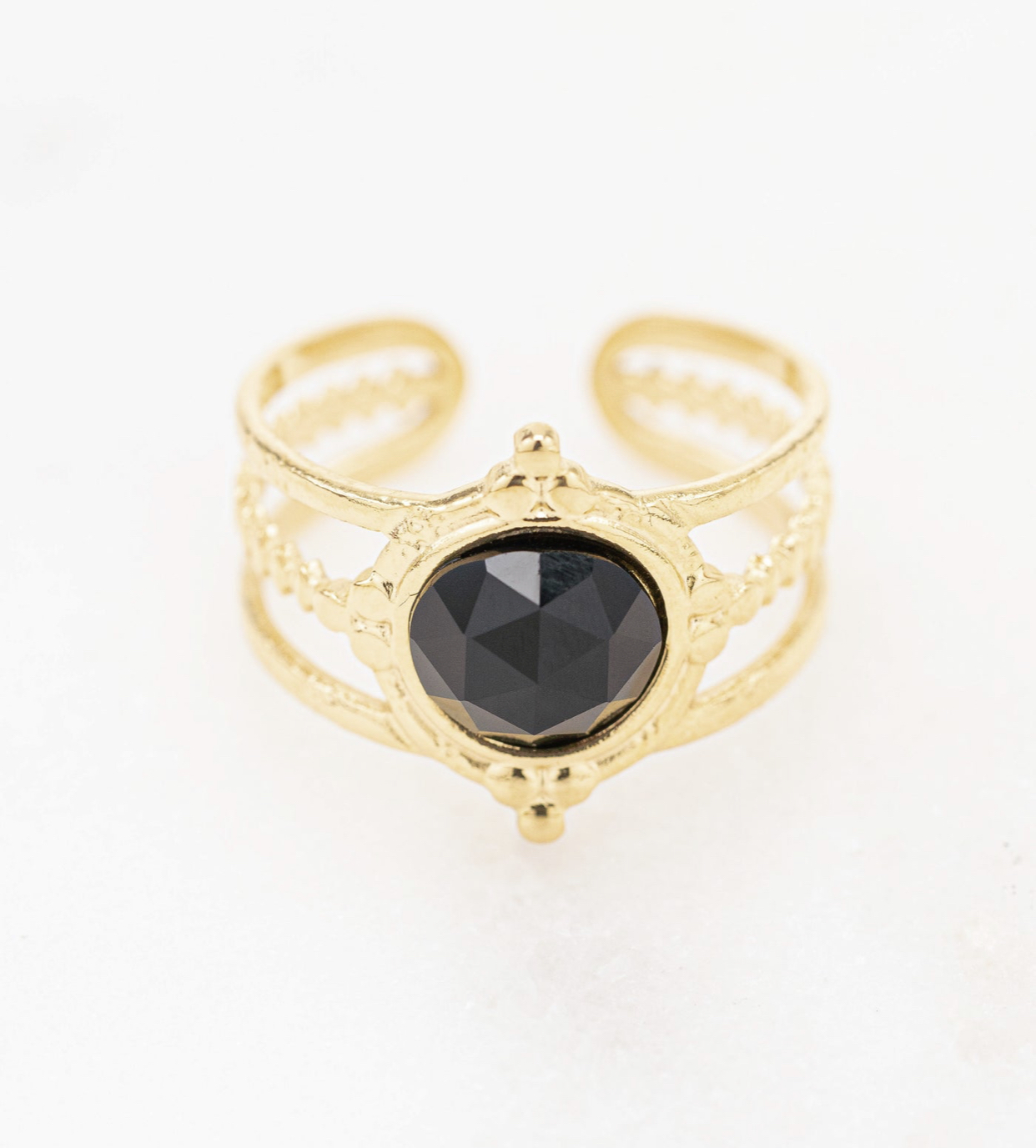 Bague ajustable onyx