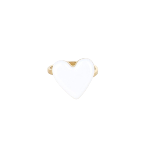 Bague coeur émail blanc