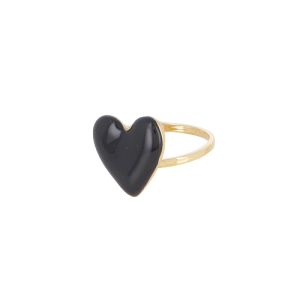 Bague coeur émail noir