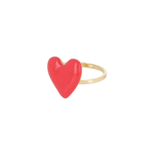 Bague coeur émail rouge