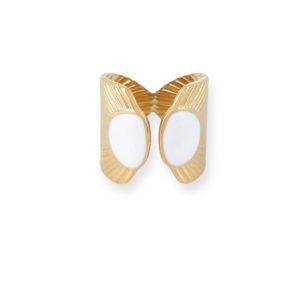 Bague géométrique émail blanc