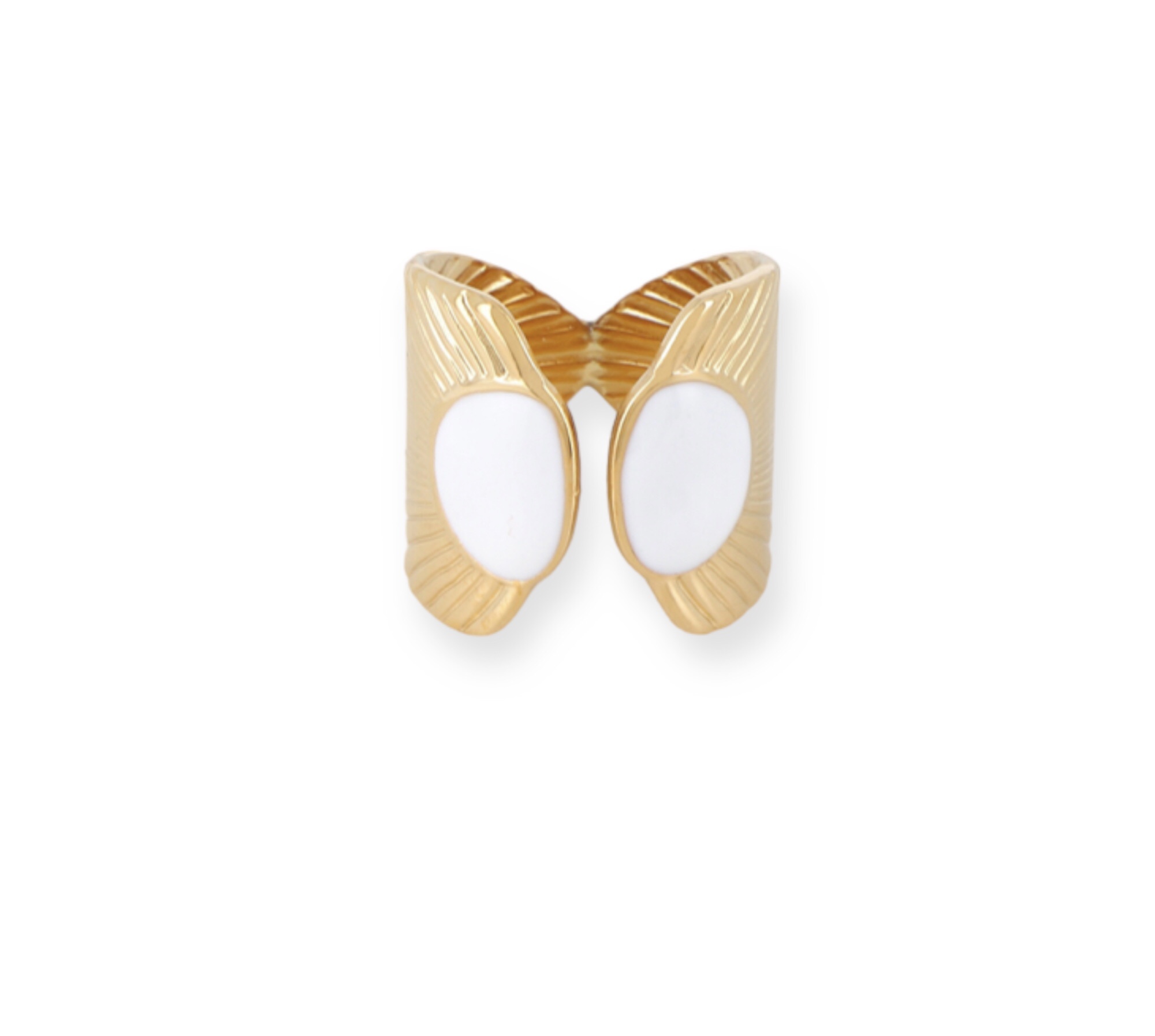 Bague géométrique émail blanc – Image 2