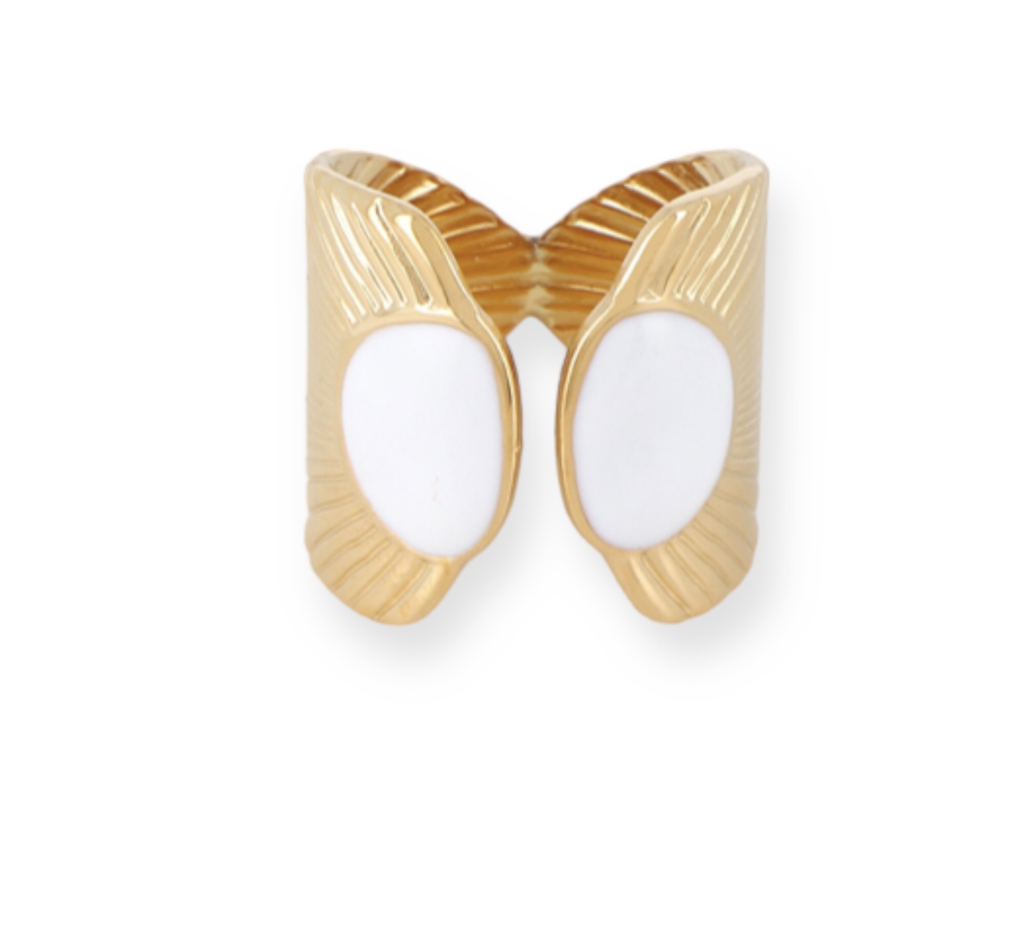 Bague géométrique émail blanc – Image 3