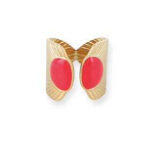 Bague géométrique émail rouge