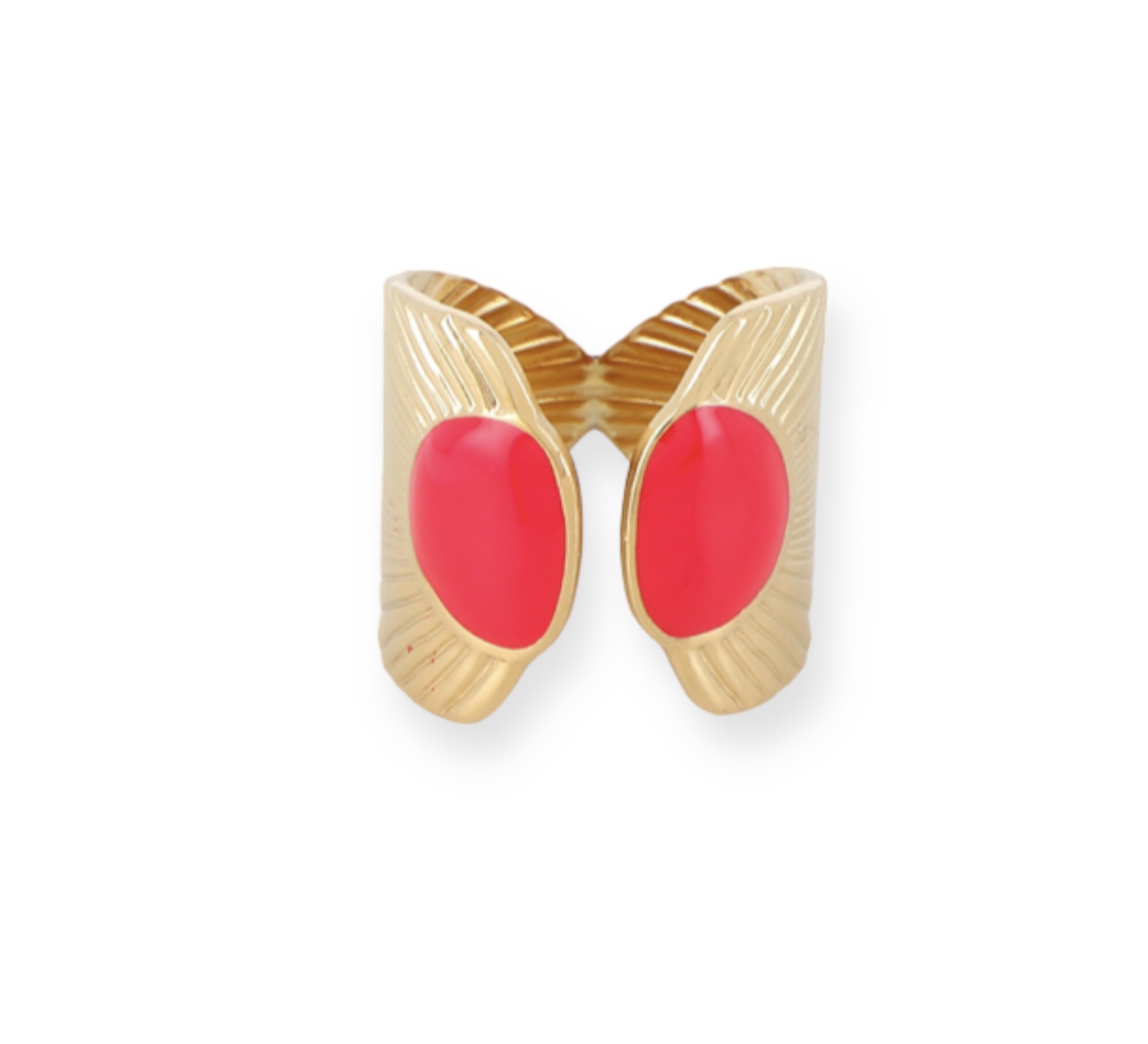 Bague géométrique émail rouge – Image 2