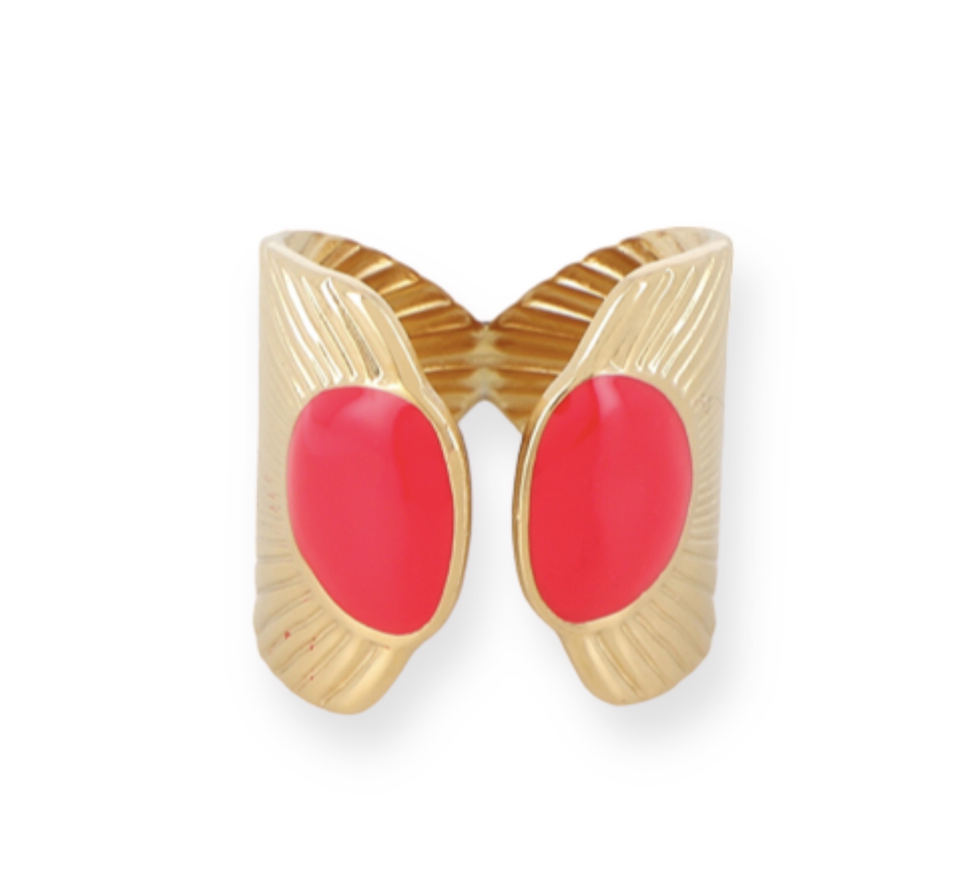 Bague géométrique émail rouge – Image 3