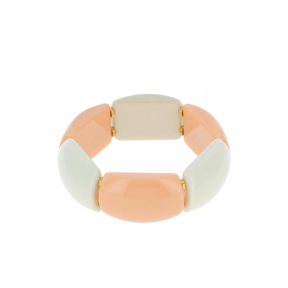 Bracelet résine beige et blanc