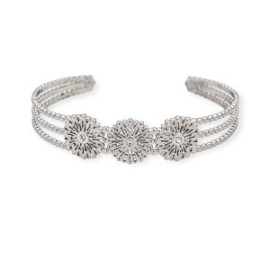 Jonc Motifs de Rosaces Ajourées argent