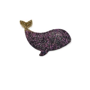 Broche baleine rose et or