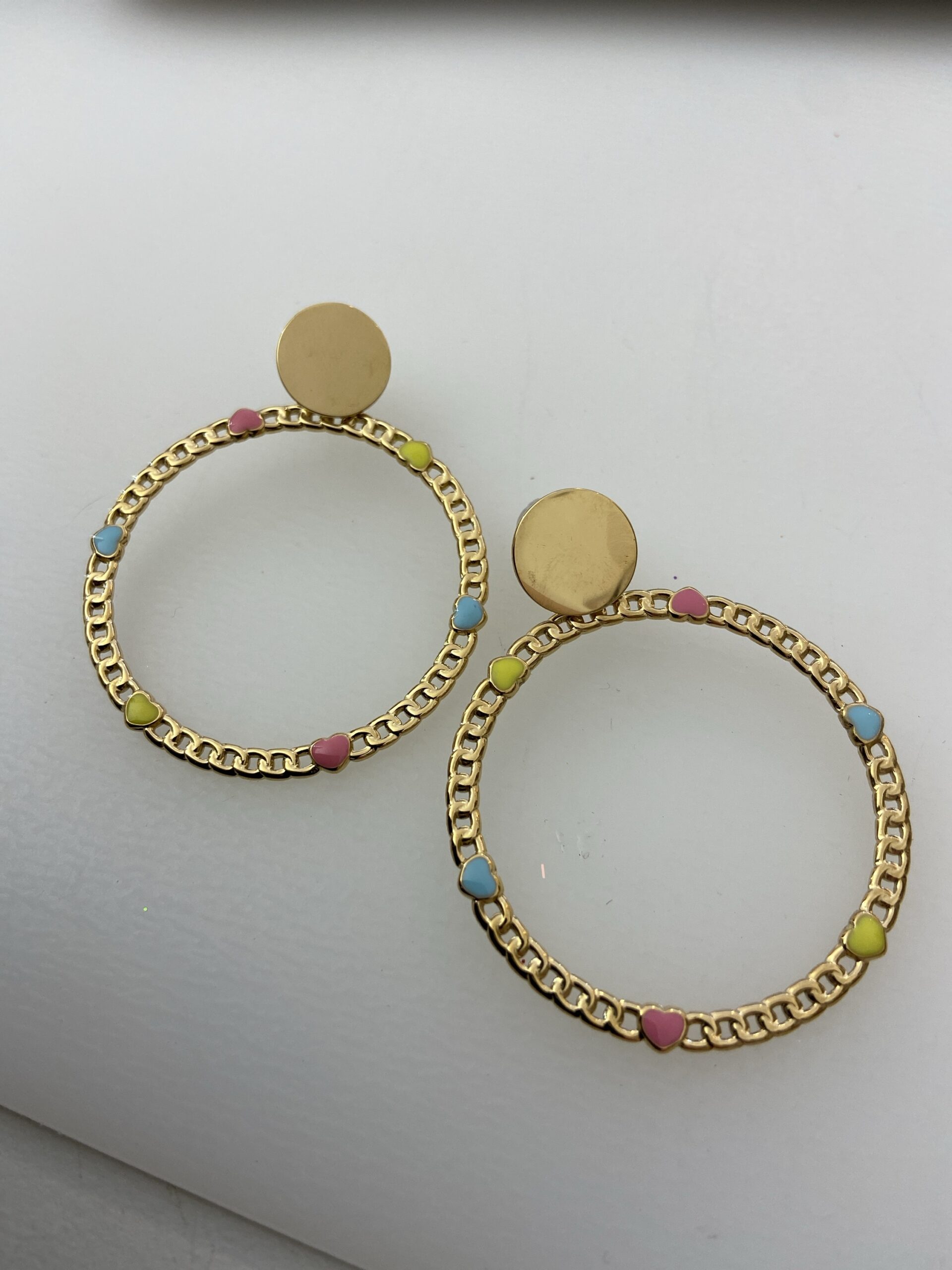 Puces d’oreilles cercle en maille cœurs – Image 7