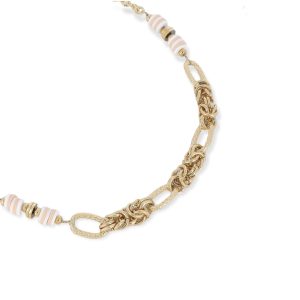 Collier court heishi beige et or