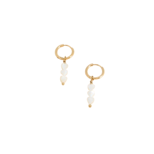 Créoles 3 perles coeurs nacrés