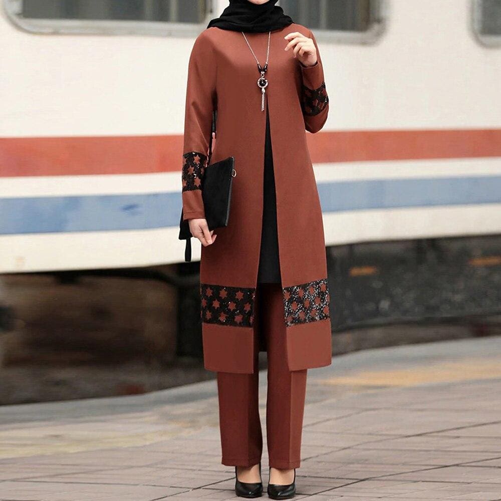 Ensemble Musulmane Moderne Marron – Image 3