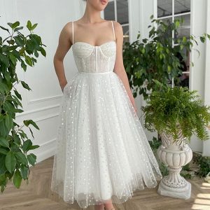 Robe de Soirée Blanc en Tulle Chérie