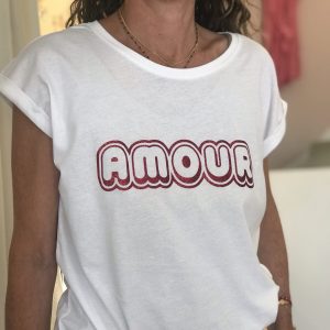 T-shirt amour rouge paillettes