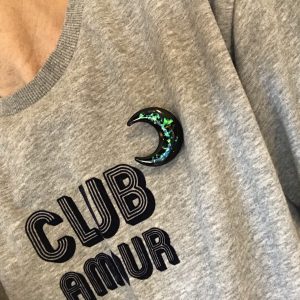 Broche bleue nuit pailletée