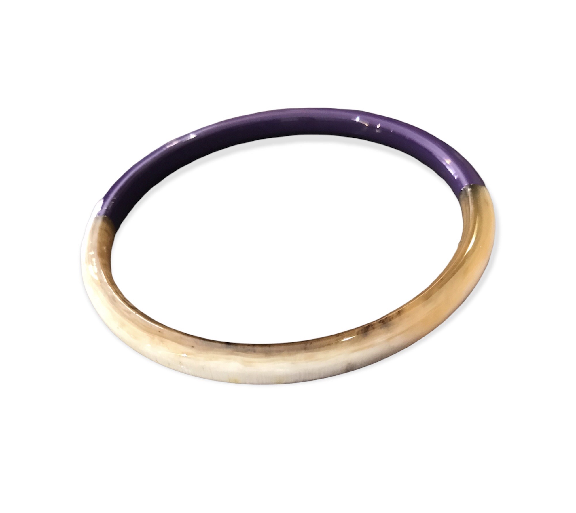 jonc violet corne de buffle bicolore laqué épais – Image 3